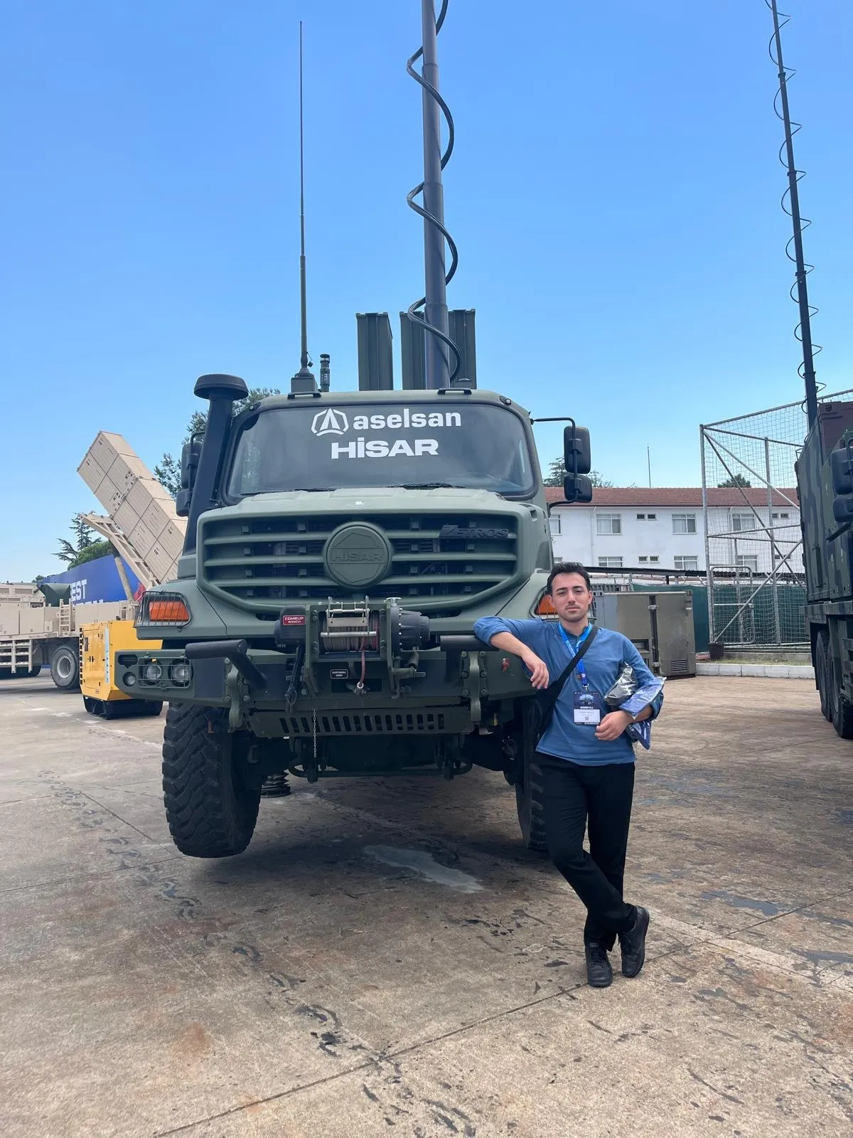 Next to the ASELSAN HİSAR air-defense system vehicle